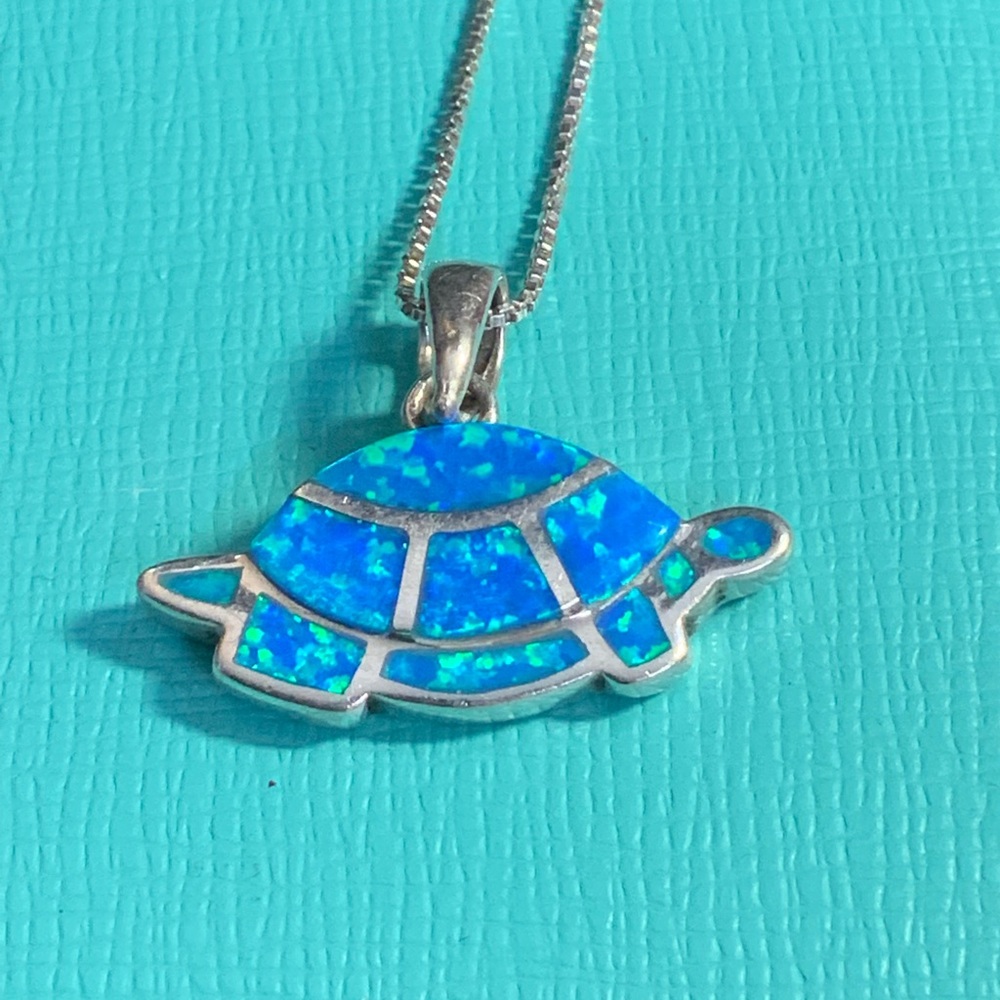Turtle Sterling Silver Opal Necklace